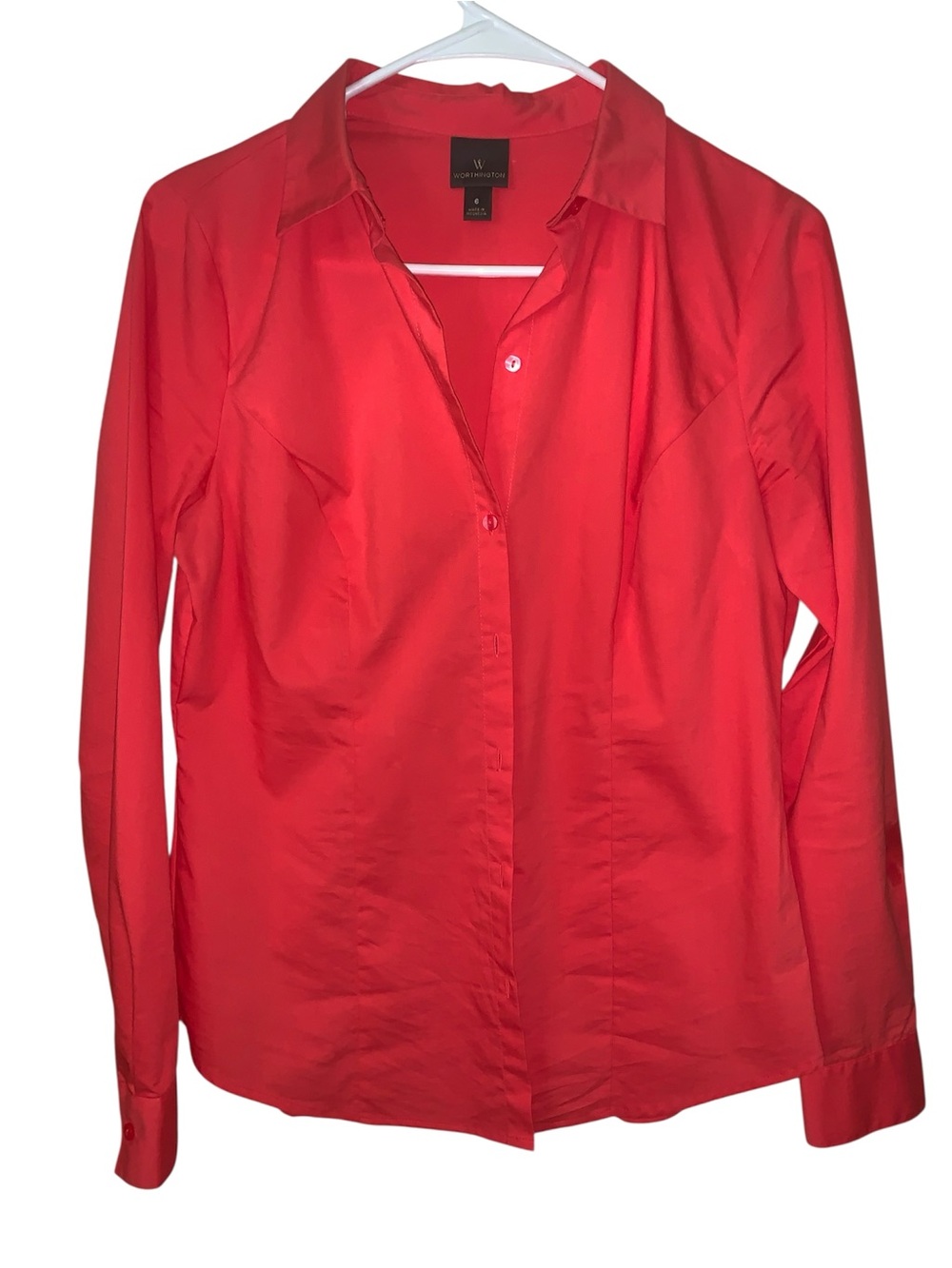 Worthington Bright Coral Button -Down Shirt for Women